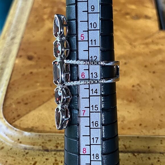 Natural Vermelho Red Garnet Sterling Silver Cocktail Ring Size 5.75 - Picture 8 of 9